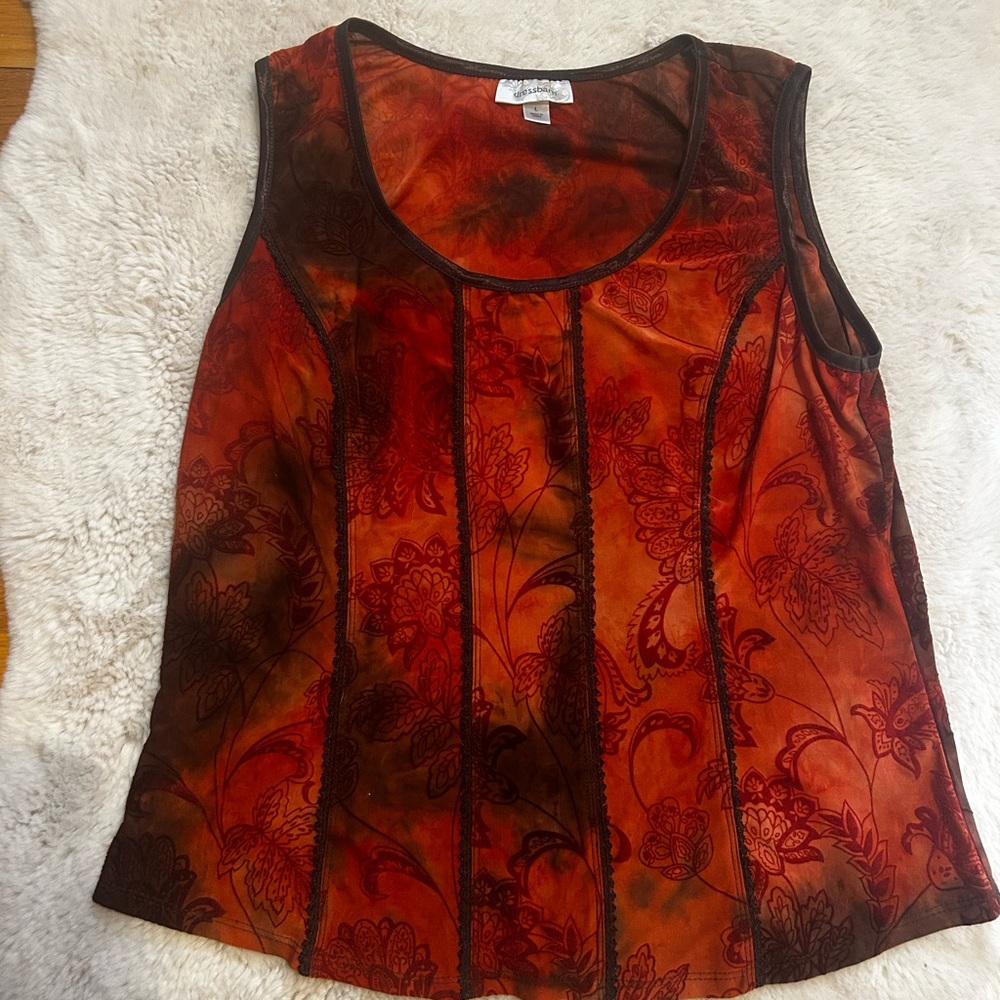 Elegant Floral Sleeveless Top - Red